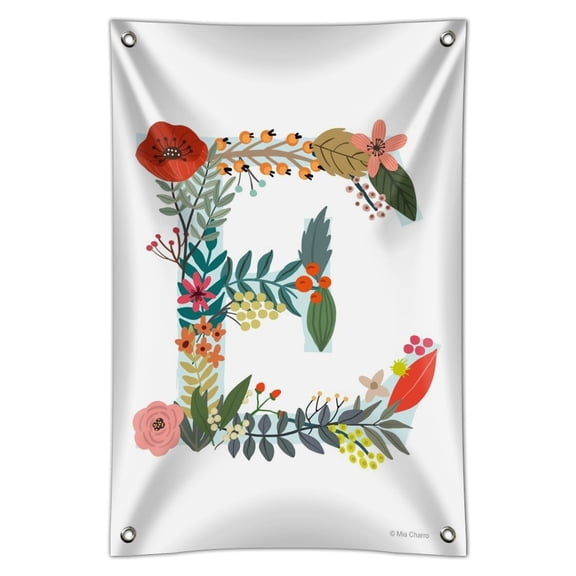 Letter E Floral Monogram Initial Home Business Office Sign