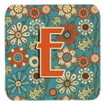 thumbnail image 1 of Letter E Flowers Retro Blue Foam Coasters, Set Of 4, 1 of 1