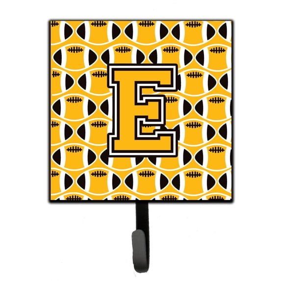 Letter E Football Black Old Gold and White Leash or Key Holder