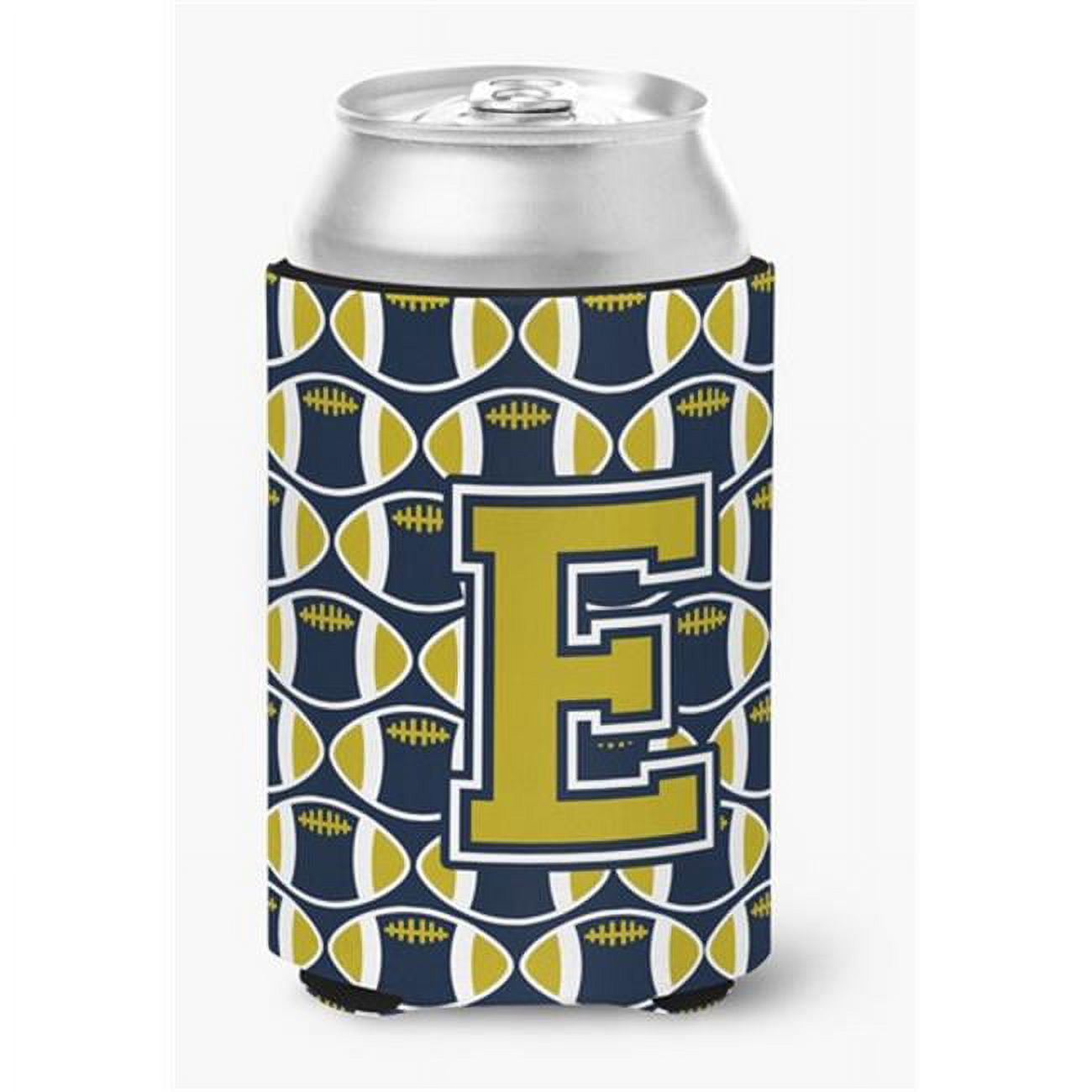 Letter E Football Blue Gold Can Or Bottle Hugger 0 25 X 4 X 5 5 In