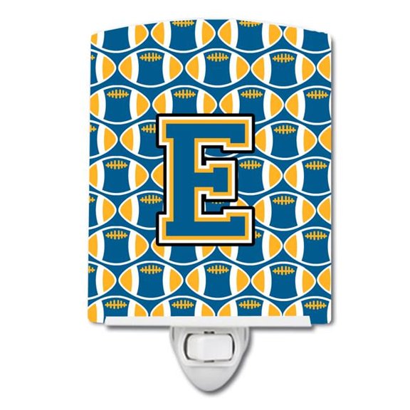 Letter E Football Blue & Gold Ceramic Night Light