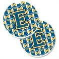 thumbnail image 1 of Letter E Football Blue & Gold Set of 2 Cup Holder Car Coaster, 1 of 1