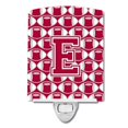 thumbnail image 1 of Letter E Football Crimson, Grey & White Ceramic Night Light, 1 of 1