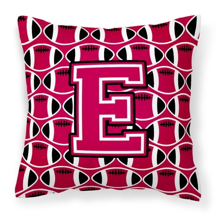 Letter E Football Crimson and White Fabric Decorative Pillow