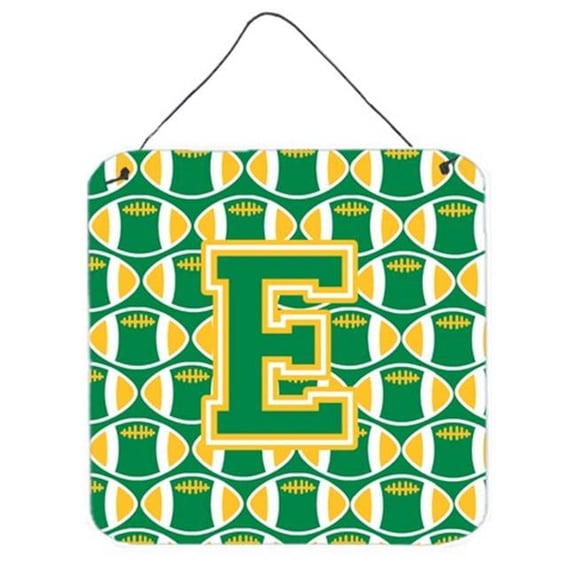 Letter E Football Green & Gold Wall or Door Hanging Prints