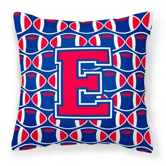 Letter E Football Harvard Crimson & Yale Blue Fabric Decorative Pillow