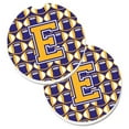 thumbnail image 1 of Letter E Football Purple & Gold Set of 2 Cup Holder Car Coaster, 1 of 1