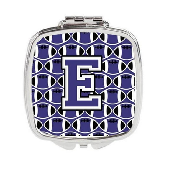 Letter E Football Purple & White Compact Mirror - Purple & White