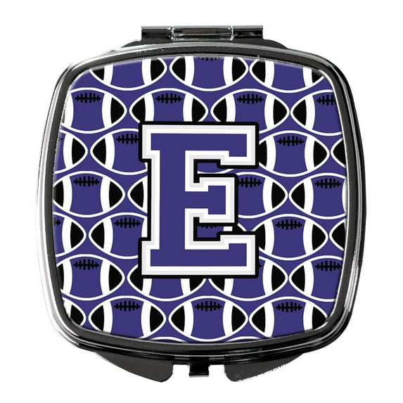 Letter E Football Purple and White Compact Mirror CJ1068-ESCM