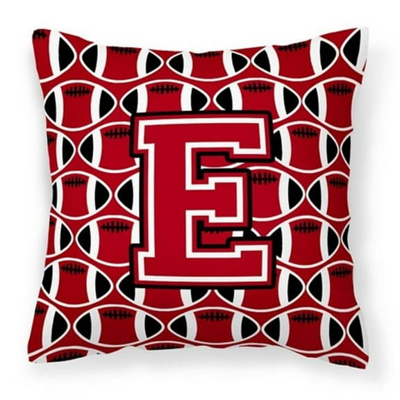 Letter E Football Red - Black & White Fabric Decorative Pillow