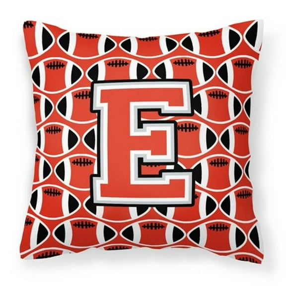 Letter E Football Scarlet & Grey Fabric Decorative Pillow - Scarlet & Grey - 14in. H x 3in. W x 14in. L