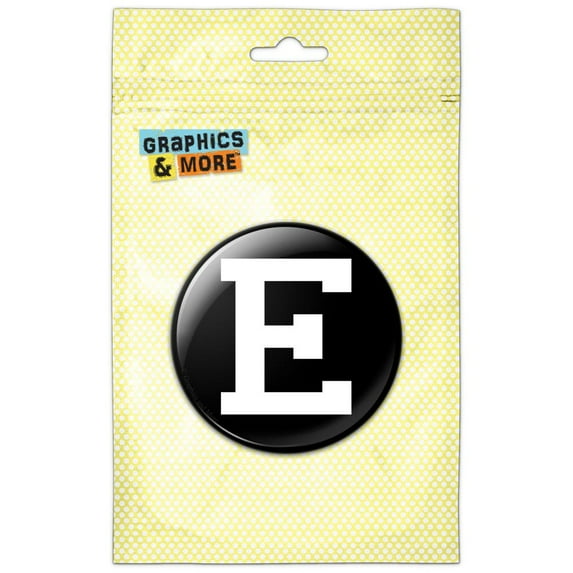Letter E Initial Black White Refrigerator Button Magnet