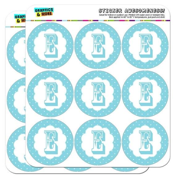 Letter E Initial Flower Blue 2" Scrapbooking Crafting Stickers
