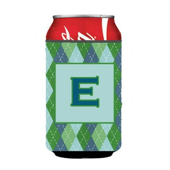 Letter E Initial Monogram - Blue Argoyle Can Or Bottle Hugger