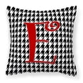 thumbnail image 1 of Letter E Initial Monogram - Houndstooth Black Fabric Decorative Pillow, 1 of 4