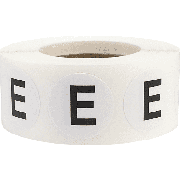 Letter E Inventory Labels .75 Inch Round Circle Dots 500 Adhesive Stickers