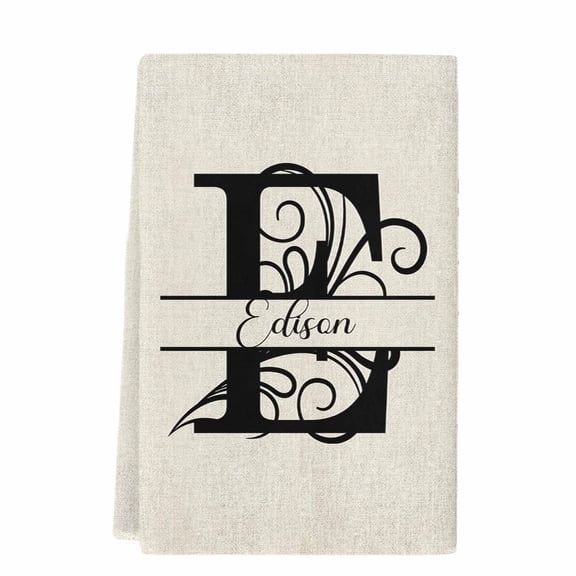 Letter E Microfiber Kitchen Towel, Monogram Words Soft Absorbent Dish Towels, Quick Drying Washable Dishcloths for Kitchen Cleaning, Drying Dishes, 18x28 Inches