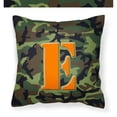 thumbnail image 1 of Letter E Monogram - Camo Green Fabric Decorative Pillow, 1 of 4