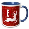thumbnail image 1 of 3drose, Letter E Monogram Christmas White Reindeer Deck the Halls Theme, 15oz Two-tone Blue Mug, 1 of 6