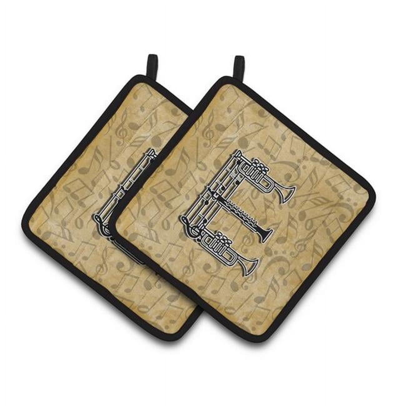 Letter E Musical Instrument Alphabet Pair of Pot Holders