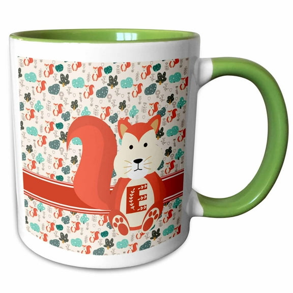 3drose, Letter E Personal Monogram Animal Pattern - Personalized Initial, 11oz Two-tone Green Mug