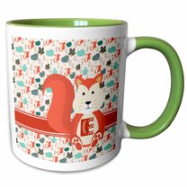 3drose, Letter E Personal Monogram Animal Pattern - Personalized Initial, 15oz Two-tone Green Mug