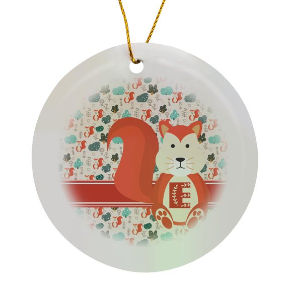 3drose, Letter E Personal Monogram Animal Pattern - Personalized Initial, Circle Porcelain Ornament
