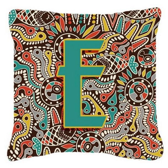 Letter E Retro Tribal Alphabet Initial Canvas Fabric Decorative Pillow