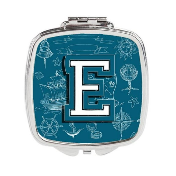 Letter E Sea Doodles Initial Alphabet Compact Mirror