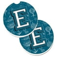 thumbnail image 1 of Letter E Sea Doodles Initial Alphabet Set of 2 Cup Holder Car Coaster, 1 of 1