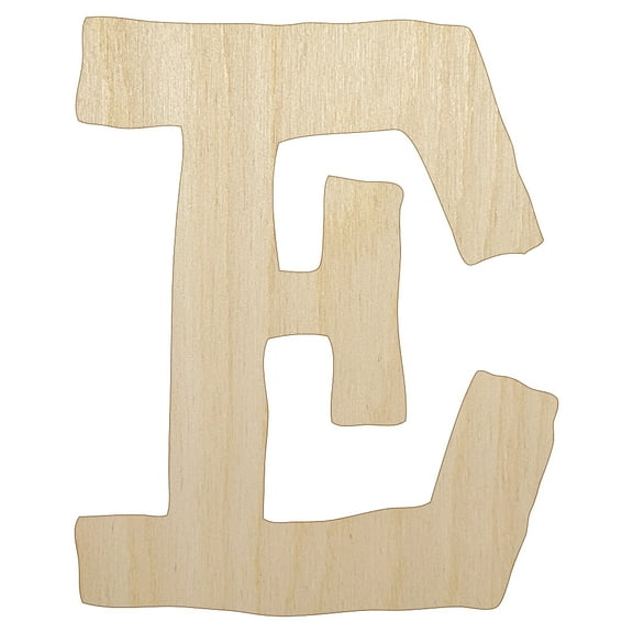 Letter E Uppercase Cute Typewriter Font Wood Shape Unfinished Piece Cutout Craft DIY Projects - 4.70 Inch Size - 1/8 Inch Thick