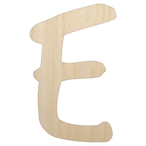 Letter E Uppercase Felt Marker Font Wood Shape Unfinished Piece Cutout Craft DIY Projects - 4.70 Inch Size - 1/4 Inch Thick