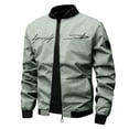 thumbnail image 1 of Letter Embroidery Bomber Jacket, Men's Lightweight Windproof Jacket Green M, 1 of 2