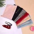 thumbnail image 1 of Letter Embroidery Cosmetic Bag Portable Women Travel Cosmetics Storage Bag Small Size Velvet Appendix Bag Spot, 1 of 8