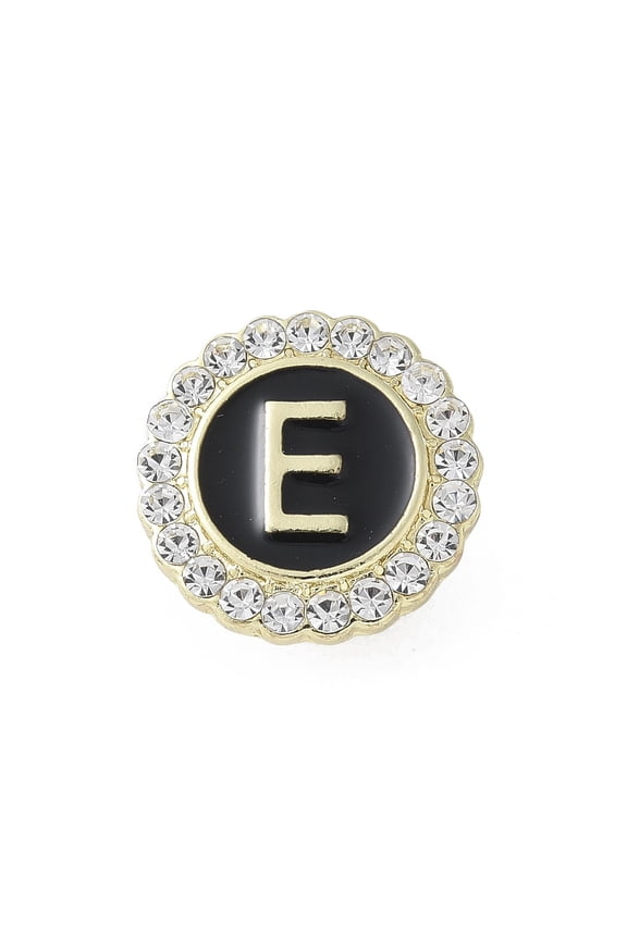 Letter Enamel Pins Alloy Brooches for Backpack Clothes with Clear Cubic Zirconia Letter E 17.8x17mm