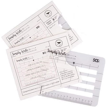 Letter Envelope Addressing Stencil - Template Ruler Guide for Perfectly Even Addressing- Compatible with All Letters (2 Pack) - Great for Sending Thank You Cards & More
