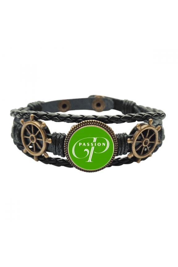 Letter Expression Passion Leather Braided Ocean Bracelet Wristband