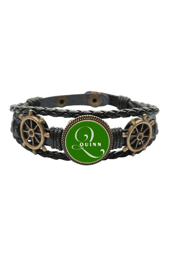 Letter Expression Question Leather Braided Ocean Bracelet Wristband