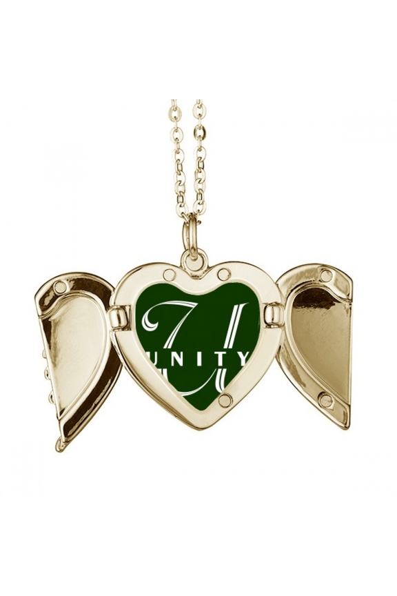 Letter Expression Unity Art Deco Fashion Folded Wings Peach Heart Pendant Necklace