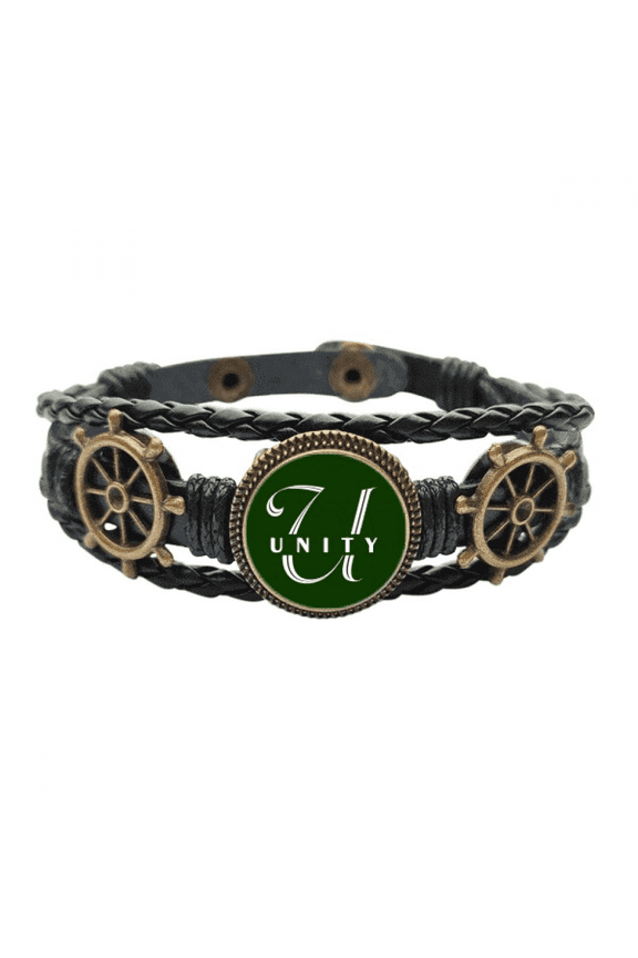 Letter Expression Unity Art Deco Fashion Leather Braided Ocean Bracelet Wristband