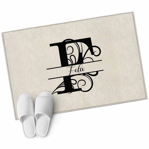 Letter F 2'x3' Washable Rug, Monogram Words Non-Slip Soft Doormat Area Rugs for Entrance Bathroom Bedsides, Carpet for Kitchen Bedroom, Entryway Floor Mat