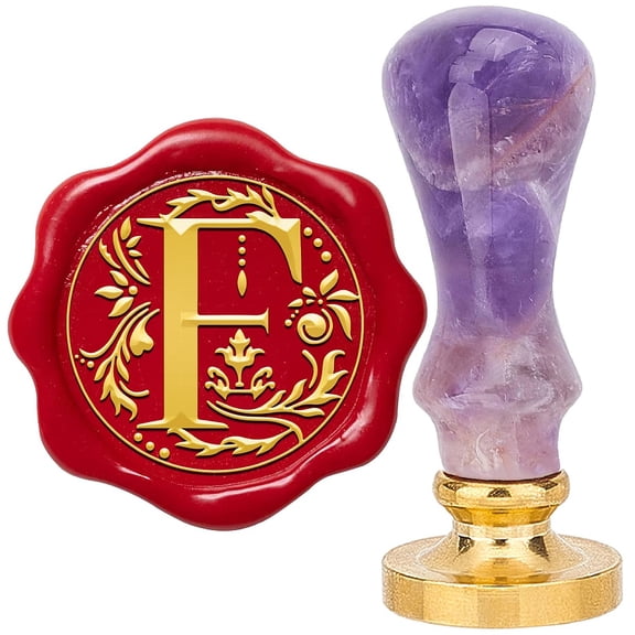 Letter F Amethyst Handle Wax Seal Stamp Retro Alphabet Initials Sealing Wax Stamp Vintage 26 Letters A-Z 25mm Removable Brass HeadDIY