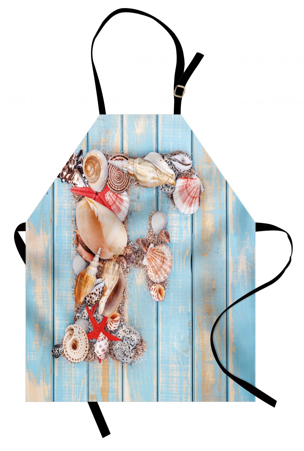 Shell Apron Letter F Apron Coastal Image with Soft Color Sea Related Animal Shells ...