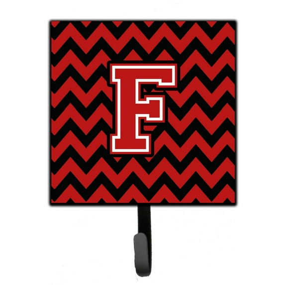 Letter F Chevron Black and Red Leash or Key Holder