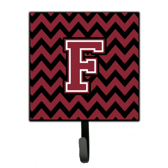 Letter F Chevron Garnet and Black Leash or Key Holder