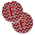 thumbnail image 1 of Letter F Chevron Maroon & White Set of 2 Cup Holder Car Coaster, 1 of 1