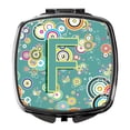 thumbnail image 1 of Letter F Circle Circle Teal Initial Alphabet Compact Mirror CJ2015-FSCM, 1 of 4
