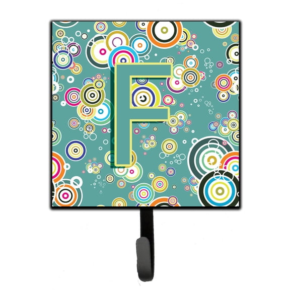 Letter F Circle Circle Teal Initial Alphabet Leash or Key Holder