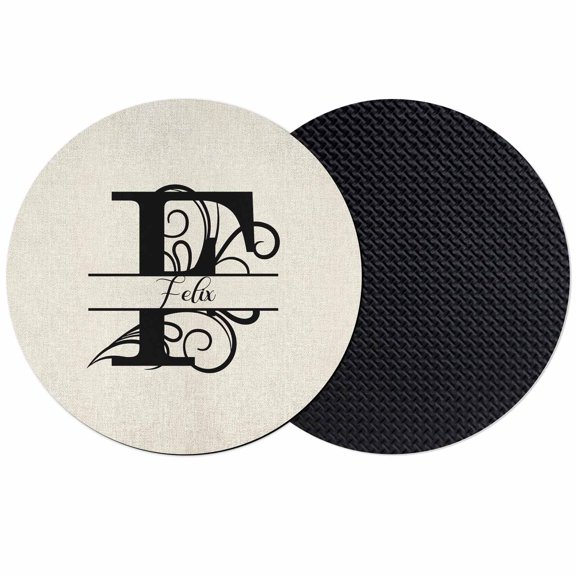 Letter F Coasters Set of 2, Soft Absorbent Coasters for Drinks, Monogram Words Non-Slip Cup Coaster Mat with Rubber Bottom for Home Kitchen Desk Coffee Bar Table Decor 4"