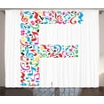 thumbnail image 1 of Ambesonne Letter F Curtains 2 Panel Set, Music Notes Capital F, 108" x 96", Multicolor, 1 of 3
